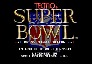 Tecmo Super Bowl (September 1993) Title Screen